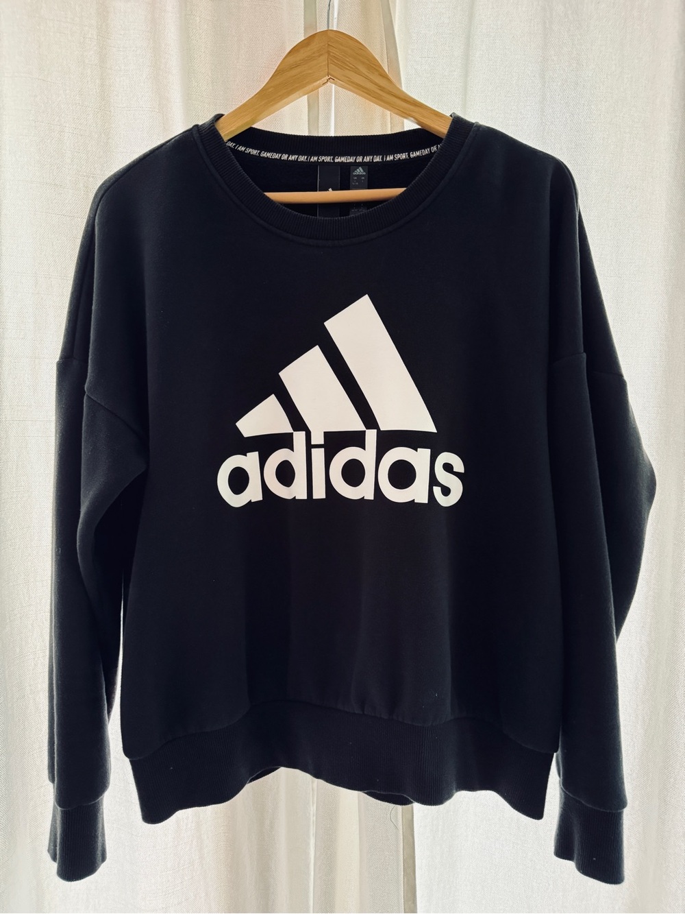 adidas Black Crewneck Sweatshirt with White Logo